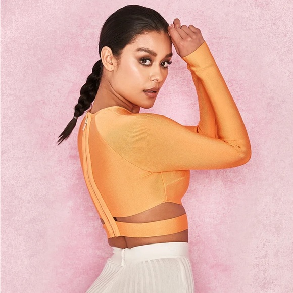 House Of CB, 'Talika' Orange Cutout Bandage Crop Top NWOT - Picture 2 of 10